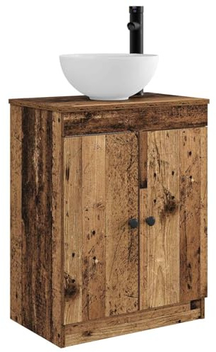 HFXHIJXQ Meuble de Salle de Bain avec Lavabo Intégré, Vasque Finition Bois Ancien 54 x 35 x 83 cm, Petit Meuble Évier d'angle pour Toilettes et Studio Moderne