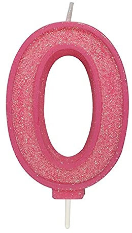 CULPITT Sparkle Number Candles For Cake & Cupcakes, Single Numbers From 0-9, Say Happy Birthday with These Candle Sparklers, Celebrate Birthdays & Anniversaries with Flair - Pink Zero, 613792