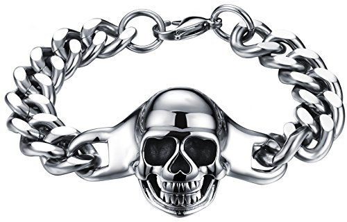 OIDEA Herren RockTotenkopf Armband: Schädel Schwer Gliederkette Armkette Punk Gotik Skull Armreif Skull Punk mit Magnetverschluss Handgelenk Geschenk für Männer Familie Freund