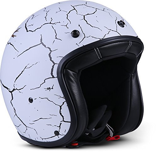 Rebel R9 Motorrad-Helm Roller-Helm, ECE Fiberglas SlimShell Tasche, XL (61-62cm), Skull