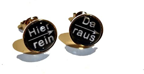 Spruch hier rein da raus rosevergoldet 925 Sterling Silber 8mm Ohrringe Ohrstecker