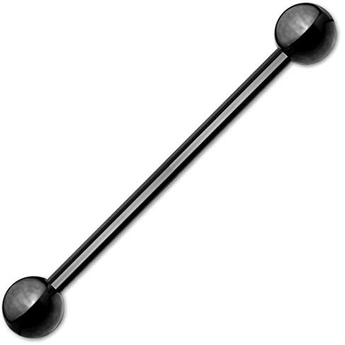 viva-adorno Barbell Piercing Stab Industrial Ohrpiercing Cartilage Stecker Hantel Edelstahl beschichtet Z310i, 1,6x38x5mm, schwarz