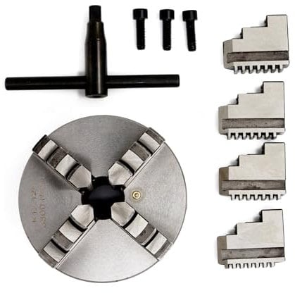 RATTMMOTOR 5 4-Jaw K12-125mm Self-Centering Lathe Linkage Chuck 3000R/Min 100N.m 17KN, Precision Machining Center Wood Metal Lathe Chuck 30mm Through-Hole for CNC Router Engraver Milling Machine