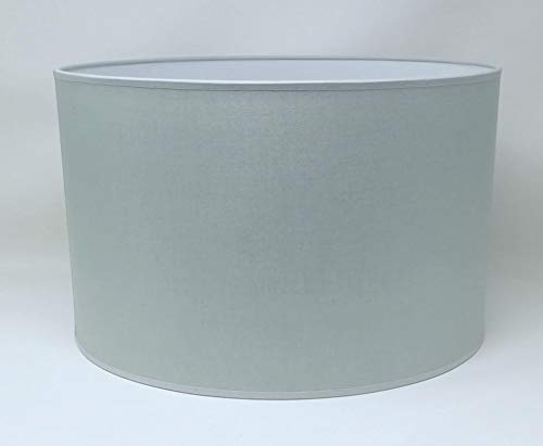 Zylinder Lampenschirm Baumwolle Stoff handgefertigt für Deckenleuchte, Tischleuchte, Stehlampe (Grau, 35 cm Durchmesser 23 cm Höhe)