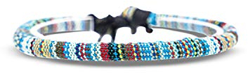 Made by Nami Boho Surfer-Armband Damen & Herren - Handmade Strand Festival Accessoires - Ethno Hippie Style Schmuck - 100% Wasserfest & Verstellbar - Freundschaftsarmbänder Bunt Mädchen R (Hell-Blau)