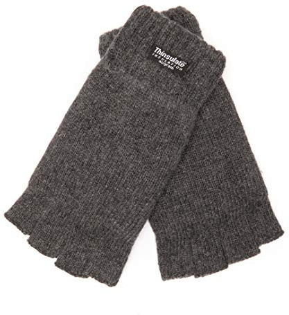 EEM Herren Halbfingerhandschuhe, weiche Wolle, Thinsulate Thermofutter, Halbfinger