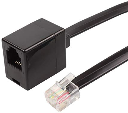 ecabo 6m Modular Verlängerung – Telefonverlängerungskabel – RJ12-Stecker auf RJ12-Buchse – Western-Stecker/Buchse – 6-adrig 6P6C – ISDN – für AB, Fax, Telefon – schwarz