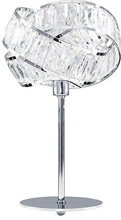 MiniSun | Polished Chrome and Clear Acrylic Jewel Intertwined Rings Design Table Lamp | Table Lamps, Home Décor & Improvement Essential | Includes 3W LED Bulb [3000K Warm White]