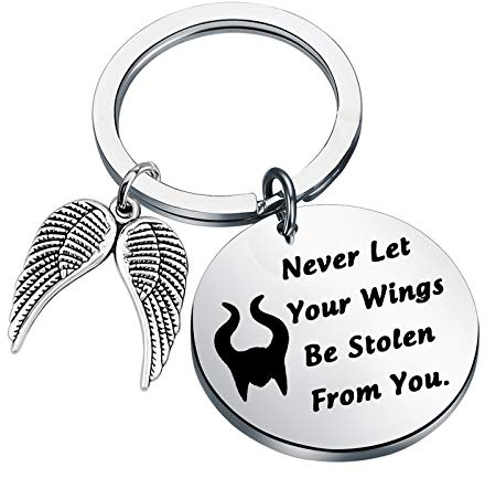 BAUNA Maleficent Schlüsselanhänger Maleficent Geschenke Never Let Your Wings Be Stole From You Maleficent Fan Geschenk Bösewichte The Evil Queen Geschenke, 3.0*3.0cm, Metall,