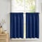 TOPICK Blickdicht Scheibengardinen Küche Blau Bistrogardine mit Tunnelzug Gardinen Kurz mit Waffel Muster Halbtransparente Küchengardinen für Kleine Fenster Wohnmobil Landhaus 2er Set 90Bx90H cm