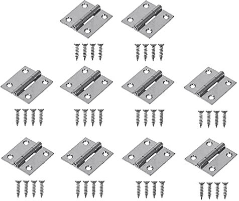 TERF® 10 Pcs Zinc Plated Steel Butt Hinges 38mm Door Butt Hinges Folding 38mm [1.5 inch] Silver for Home Furniture Bathroom Cabinet Window Internal Doors Including Fixing Screw