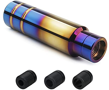 Auto Schaltknauf Schalthebel, Universal 13cm Aluminium Automobil Truck Motorsport Manueller Stick Schaltknauf mit 3 Adaptern 8mm/10mm/12mm (Gold Blau)