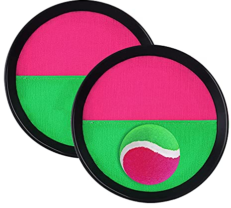 Jeu de Balles Lancer et Attraper, Jeu de Pagaies,Raquette de Plage, 2 Palettes et 1 Balle,Jeu de balle velcro pour Party Jardin Extérieur Cour Piscine
