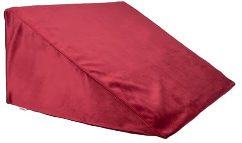beties Samt&Sonders Serie, Keilkissenhülle ca. 62x49x30 cm in Karmin-rot mit dekorativer Jeansnaht, aus deutschem Unternehmen in hochwertiger Qualität
