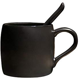 ANSUINY Tazza nera opaca di grande capacità Tazza da caffè glassata creativa e semplice 400ml-Q