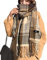 KQueenStar Damen-Schal mit Schottenkaro – lange karierte Deckenschals für Damen im Winter, weiche, warme Schals mit Tartan-Karomuster, Wolle, britischer Stil, rotierende Quaste, lange Stola, Braun-B