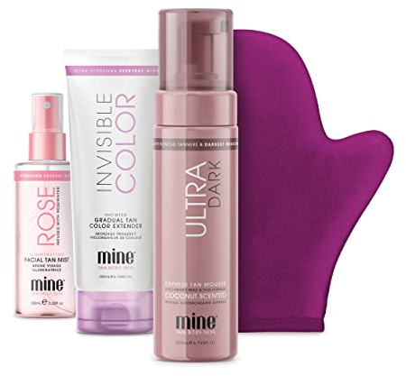 MineTan Ultra Dark Deluxe Bronze Selbstbräuner Bundle | selbstbräunender Schaumstoff, selbstbräunende Lotion, Gesichtsbräuner und selbstbräunender Handschuh