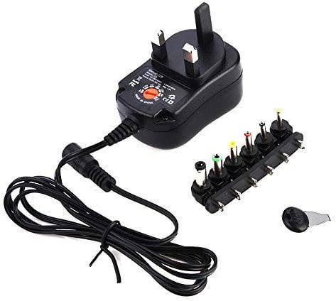 Ciciglow 6 in 1 Power Adapter, 3V/4.5V/5V/6V/7.5V/9V/12V 1.2A Adjustable Power Adapter 12W Multi Voltage Charger Plug for LED Light, Mini TV, Small Appliances (UK Plug)