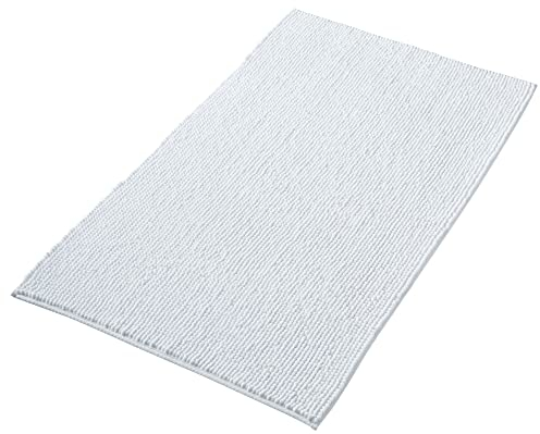Decomira Badematte rutschfest | Als Badteppich Set kombinierbar | Badezimmer-Teppich Bad-Vorleger waschbar aus Chenille | Duschvorleger für Dusche, Badewannen, WC Deko | Weiss - 70x120 cm