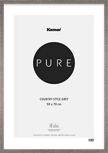 Komar Bilderrahmen Holz Country Style Grey 50 x 70 cm - mit hochtransparentem bruchsicherem Kunststoff/Acrylglas - weiß - Fotorahmen, Wandrahmen - BI-5070-CS-CR