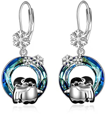 Pinguin Ohrringe Silber 925 Pinguin Ohrhänger Pinguine Schmuck Geschenke Damen