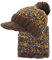 dy_mode Damen Mütze und Schal Kombi Set Schirmmütze Bommel mit Innenfutter - A305 (A305-ColorMixBraun)