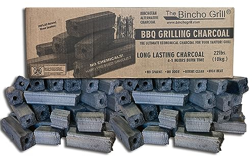 The Bincho Grill Premium Ogatan Charcoal Briquettes – Binchotan Alternative for Grilling & BBQ – 100% Natural, High Heat, Long-Lasting, No Smoke – 22lbs
