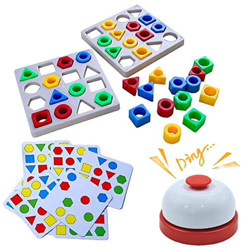 NAUXIU Geometric Shape Quick Matching Board Game with Shape Puzzles,Shape Matching Game Color Sensory Educational Toy,brettspiel Mit Geometrischen Formen Und Formpuzzles,enthält Glocke,for Boys Girls