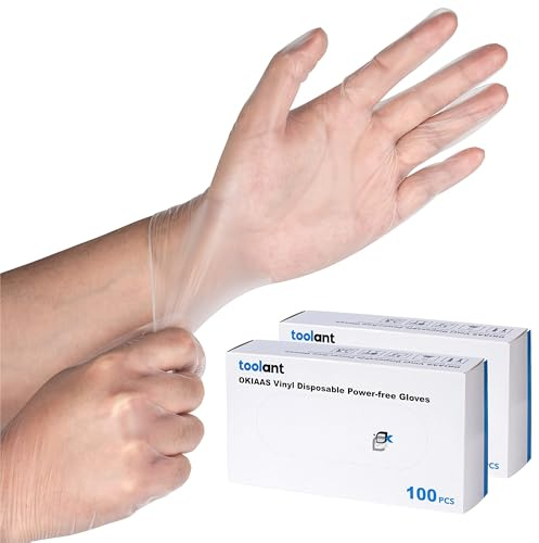 OKIAAS Vinyl Disposable Gloves, Non Latex, Food Grade,Touch Screen | Medium 200PCS, Food-Grade PVC Powder-Free, 3Mil Sturdy, Ambidextrous Touchscreen, Kitchen/Salon/Lab/Home Use, 60-Day Refund