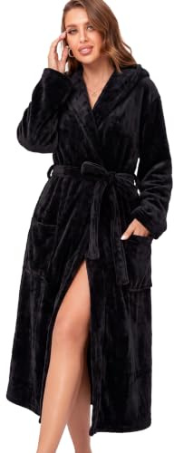 RONGTAI Womens Bathrobe Ladies Fleece Plush Warm Long Robes