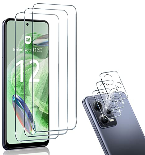 HidWee für Panzerglas Kompatibel mit Xiaomi Redmi Note 12 5G / POCO X5 5G, 3 Stück Panzerfolie & 3 Stück Kamera Schutzfolie, 9H Härte Panzer Schutz Glas, HD Klar Displayschutzfolie & Kameraschutz