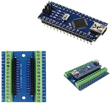 DUBEUYEW Nano Module Soldered, Nano Board CH340 Chip, 5V 16MHz for Arduino, with Mini USB Micro interfaces and Nano Terminal Adapter Shield Expansion Board (Nano Kit 1 Pc)