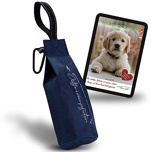 Ostfriesenpfoten® - extrem strapazierfähiger Futterbeutel 'Enno' | ohne Metallösen | Dunkelblau | Größe L | geeignet für alle Hunderassen - waschbarer Futterdummy inkl. eBook für Dein Agility-Training