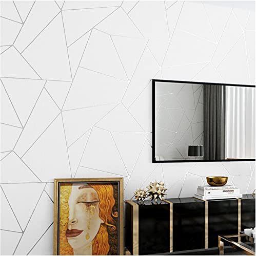 Off-White Vliestapete 9,5 m x 0,53 m Gestreift Tapete Modernes Design Diamant Tapete für Flur Wohnzimmer Schlafzimmer Büro