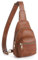 CLUCI Brusttasche Damen Sling Bag, Crossbody Bag damen Klein Umhängetasche diebstahlsicher, Gürteltasche PU Leder, Schultertasche Breiter Gurt für Outdoorsport Reisen Braun