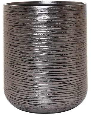 VIVANNO Pflanzkübel Blumentopf Fiberglas Silber Schwarz APERO 46x36