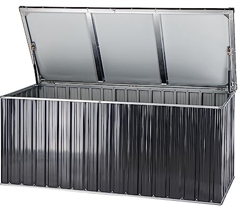 DEMA XXL Metall Garten Gerätebox Auflagenbox Aufbewahrungsbox Truhe 770 L anthrazit weiß