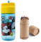 OM SUPPLIES Gourde réutilisable en Tritan pour enfants avec personnages de Mickey 430 ml – Vacances, rentrée scolaire, déjeuner pour enfants, sans BPA, comprend un ensemble de 12 crayons (Mickey)