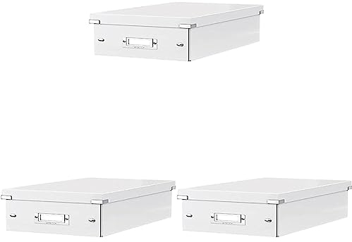 Leitz Storage Box, White, Click and Store Range, 60420001 (Pack of 3)