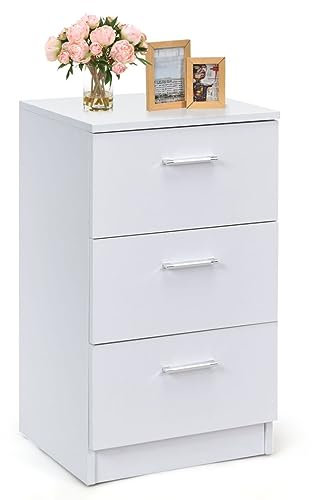 Multigot Chest of Drawers, Wooden Storage Cabinet with 3 Drawers, Modern Display Organizer Unit for Bedroom Living Room Office (Matte Style, 1 Pack, White)
