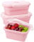 MECHEER Collapsible Silicone Lunch Box Meal Prep Containers Reusable Food Storage Containers with Airtight Lids - Freezer & Microwave Safe, Stackable Lunch Box Bento Box Set of 3, Pink