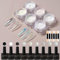 6 Colors Moonlight Pearl Aurora Nail Powder + 9 black white gel nail polish -Metallic Chrome Nail Powder-Mermaid Iridescent Holographic Mirror Powder- Glitter Pigment Manicure Powder