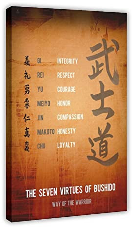 The Seven Virtues of Bushido kreatives Raumposter auf Leinwand, Poster, Schlafzimmer, Dekoration, Sportlandschaft, Büro, Raumdekoration, Geschenkrahmen: 60 x 90 cm
