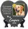 AIGAT Personalisierbare Herz Gedenktafel 25 x 25 cm mit Name, Datum, Foto und Ständer für Haustier Katze Hund Schiefer Stein Pfote Grabmal - Floral Rahmen Foto