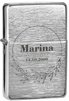 Sturmfeuerzeug gebürstet mit individueller Gravur - Geschenke für Frauen und Mütter - Geschenk Geburtstag und Weihnachten