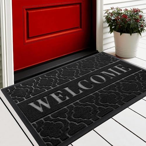 Yimobra Fußmatten – rutschfeste, waschbare, Strapazierfähige Türmatte für Haustüren, Flur, Büro – Schwarz, 75 x 43 cm – ideal für außen und innen.