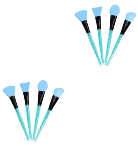 Lot de 2 Pinceaux en Silicone pour Masque Facial Outil de Beauté Manche en Plastique avec Strass Tendance 4 Pièces