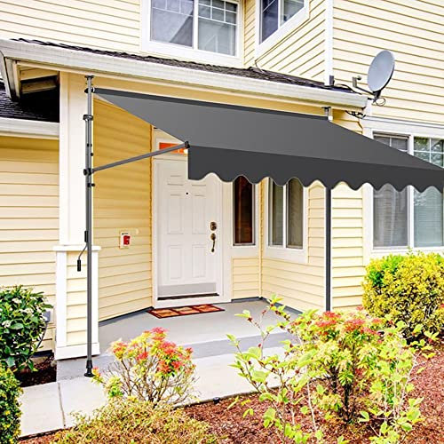 Markise Klemmmarkise Markise, einziehbar, manuell, Terrassentür, Fenster, Markise, höhenverstellbar, 200–300 cm, Sonnenschutz, Überdachung, Deck, Markisen für den Außenbereich, Grau, 350 x 120 cm