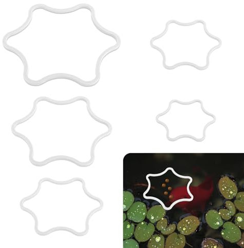 PEUTIER 5pz Anelli per Piante Galleggianti per Acquario, Recinto per Piante Galleggianti Schiuma A Forma di Fiore Anelli per Alimentazione Pesci Anello Alimentare Acquario (Bianco)