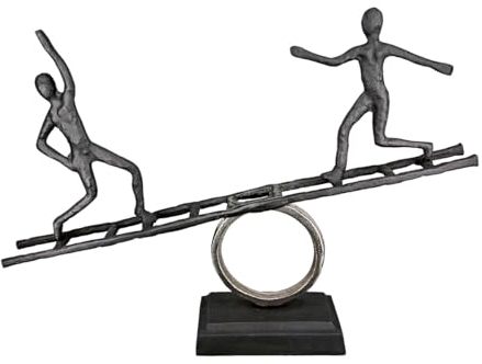 Casablanca Deko große Figur Skulptur Balance - Dekofigur aus Aluminium Farbe: Anthrazit Silber - Dekoration Geschenk Geburtstag Höhe 35 cm